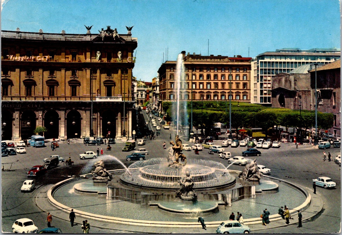 Vintage Postcard Fountain Of Niads Republic Square Rome Italy Posted