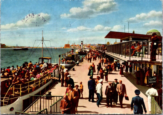 Vintage Postcard Harbor And Jetty Hamburg Germany Posted