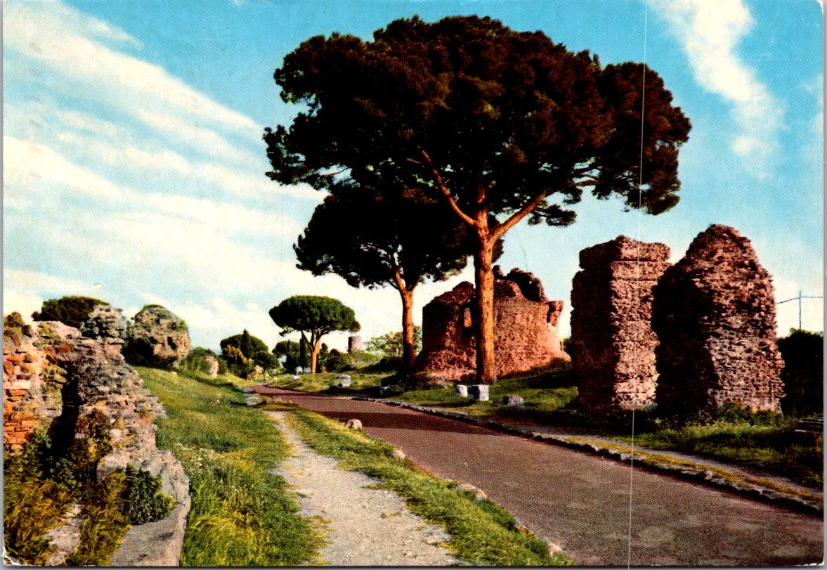 Vintage Postcard The Ancient Appian Road Rome Italy Posted