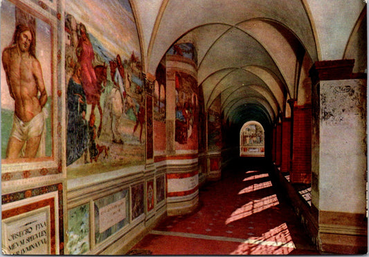 Vintage Postcard Large Cloister Frescoes By Sodoma Monte Oliveto Maggiore