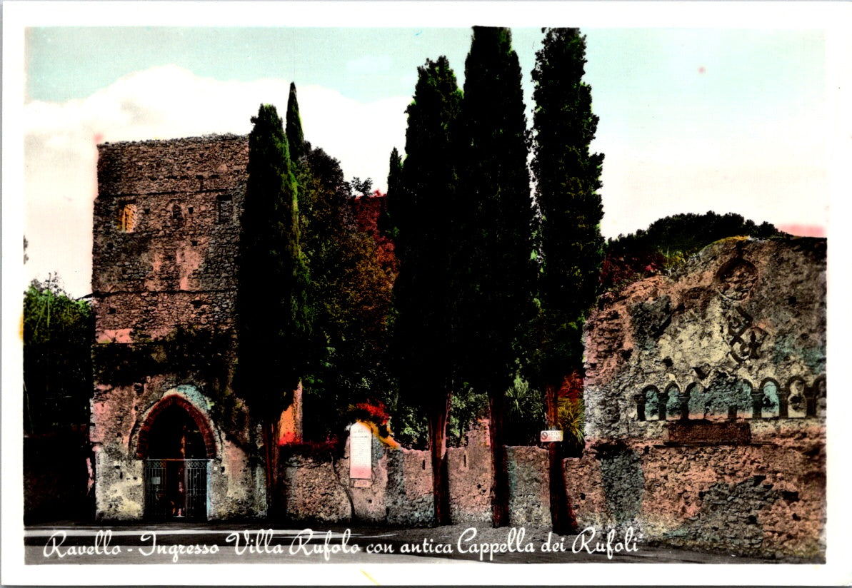 Vintage Postcard Entrance To Villa Rufolo With Ancient Chapel Of Rufoli Ravello