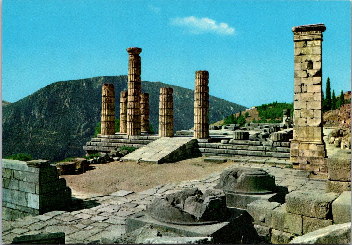 Vintage Postcard The Columns Temple Of Apollo Delphi Greece Unposted