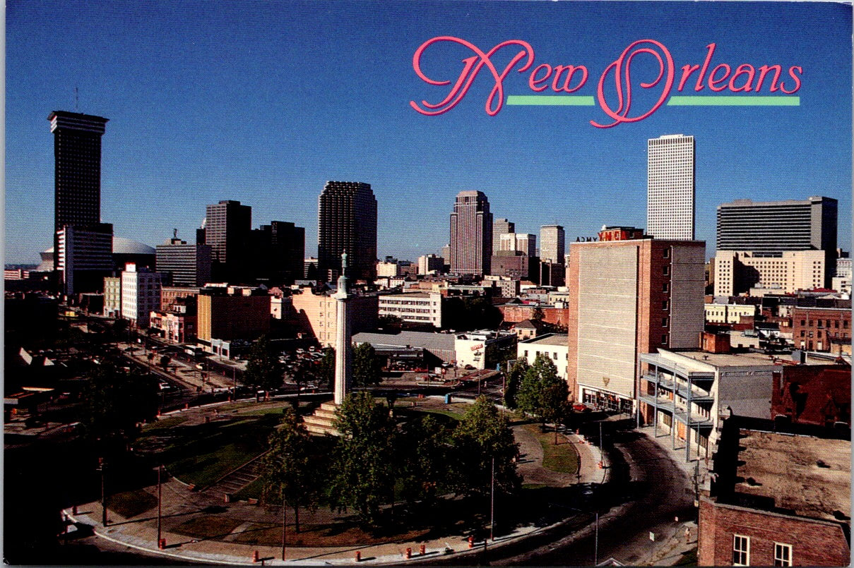 Vintage Postcard New Orleans Skyline Seen From Lee Circle Louisiana Unposted