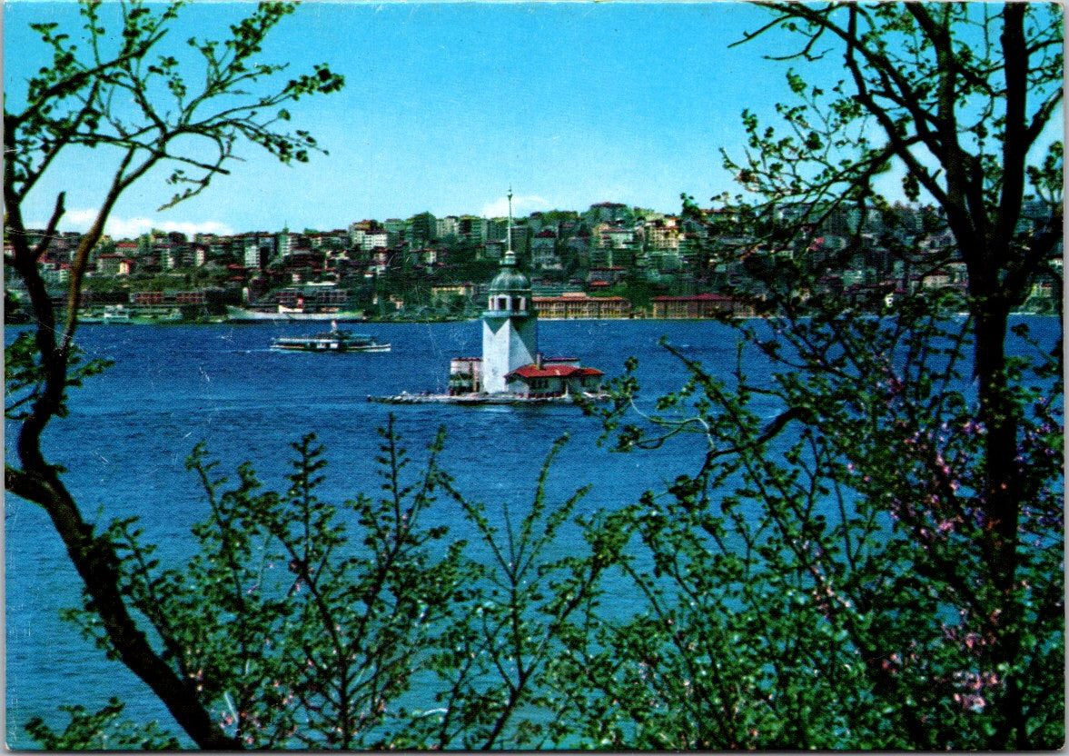 Vintage Postcard The Tower Of Leander In Spring Istanbul Turkey Unposted