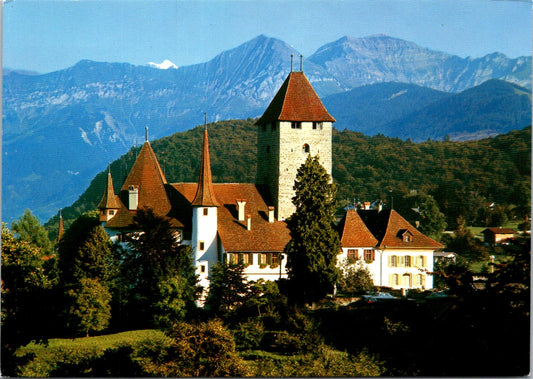 Vintage Postcard Spiez Castle On Lake Thurness Switzerland Unposted