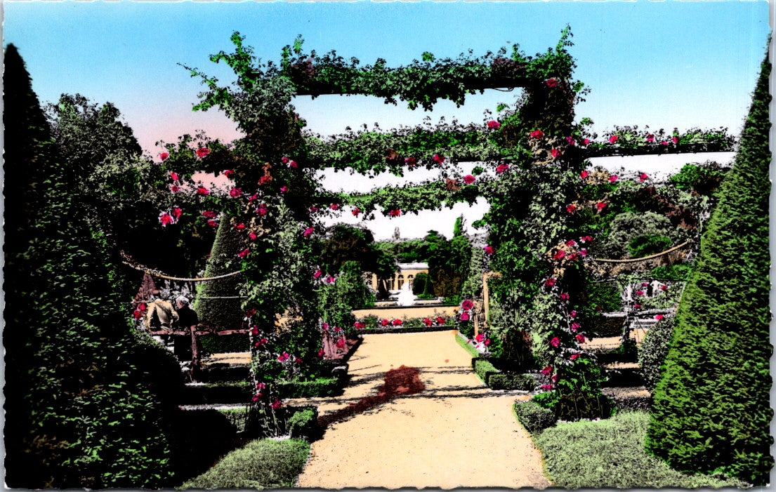 Vintage Postcard The Rose Garden Paris Bagattele France Unposted