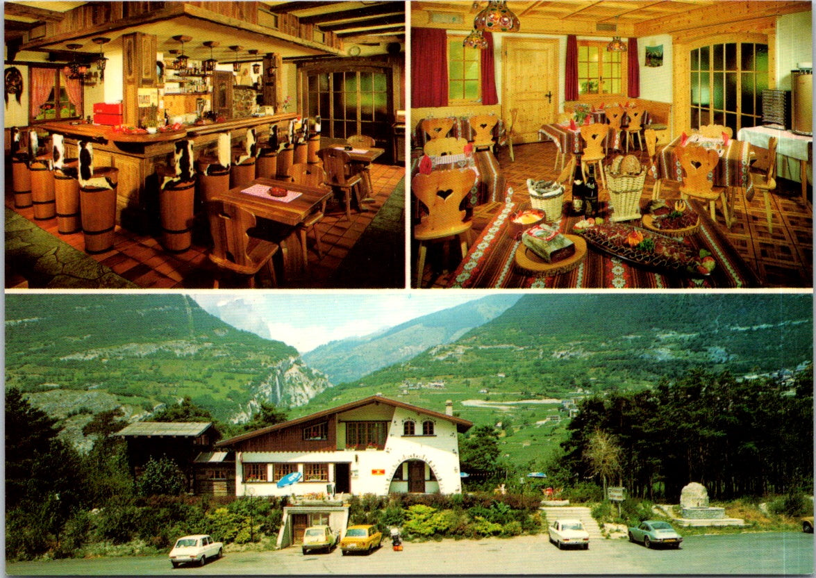 Vintage Postcard The Restaurant Walliser Spycher Switzerland Unposted