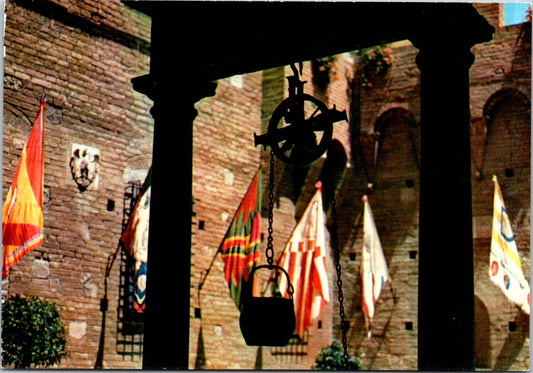 Vintage Postcard The Palio Interior Of Chigi Sarini Palace Courtyard Siena Italy