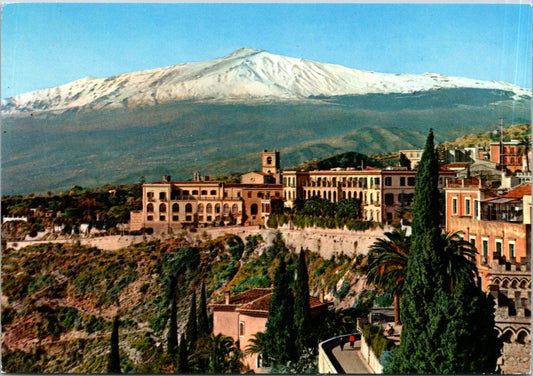 Vintage Postcard Hotel San Dominick With Etna Taormina Italy Unposted